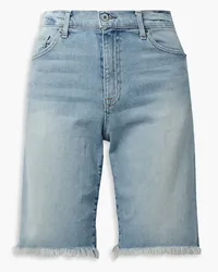 Nili Lotan Boyfriend Jeansshorts mit Fransen Blau