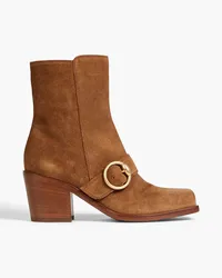 Gianvito Rossi Wayne Ankle Boots aus Veloursleder mit Schnalle Braun