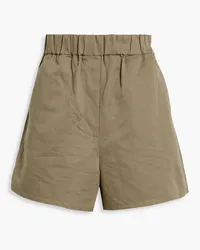 tibi Cotton and linen-blend shorts Neutral