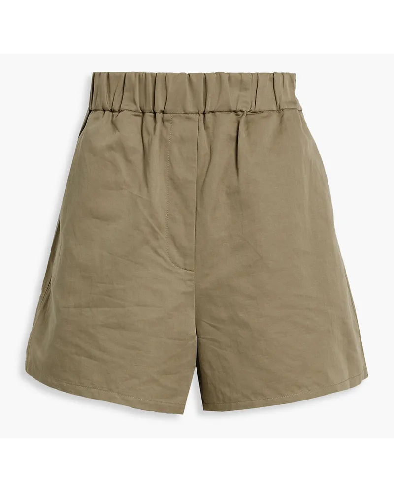 tibi Cotton and linen-blend shorts Neutral