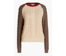 Pullover aus Baumwolle inColour-Block-Optik mit Zopfstrickmuster