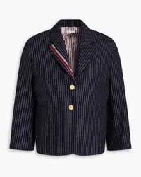 Thom Browne Blazer aus einer gebürsteten Woll-Kaschmirmischung mit Nadelstreifen Blau