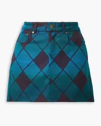 AHLUWALIA Minirock aus Woll-Piqué mit Argyle-Muster Blau