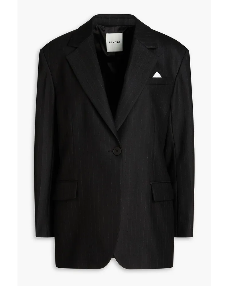 Sandro Blazer aus Twill mit Nadelstreifen Schwarz