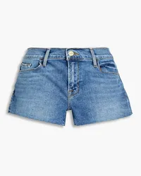 Frame Denim Le Cut Off Jeansshorts mit Fransen Blau