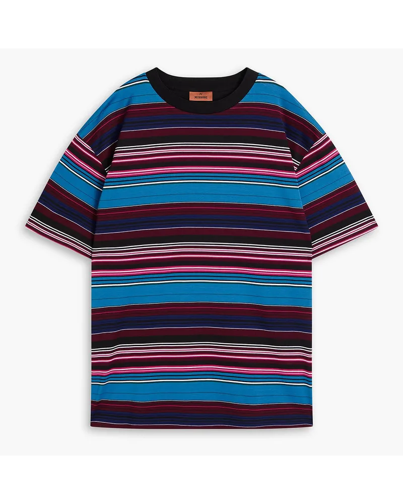 Missoni T-Shirt aus Baumwoll-Jersey mit Streifen Burgunderrot