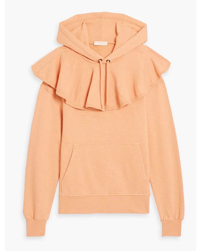 Ulla Johnson Lolla Hoodie aus Baumwollfrottee mit Rüschen Orange