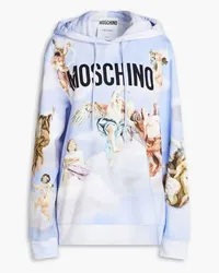 Moschino Hoodie aus Baumwollfrottee mit Print Blau