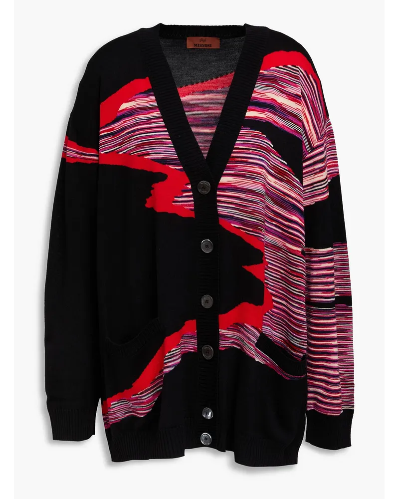 Missoni Cardigan aus Wolle mit Intarsienmuster Schwarz