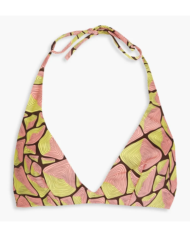 Emilio Pucci Bedrucktes Neckholder-Bikini-Oberteil Gelb