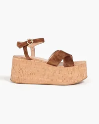 Gianvito Rossi Bebe Plateausandalen aus Veloursleder Braun