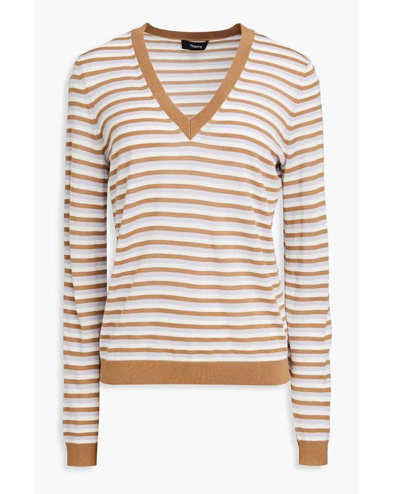 Theory Striped wool-blend sweater Braun