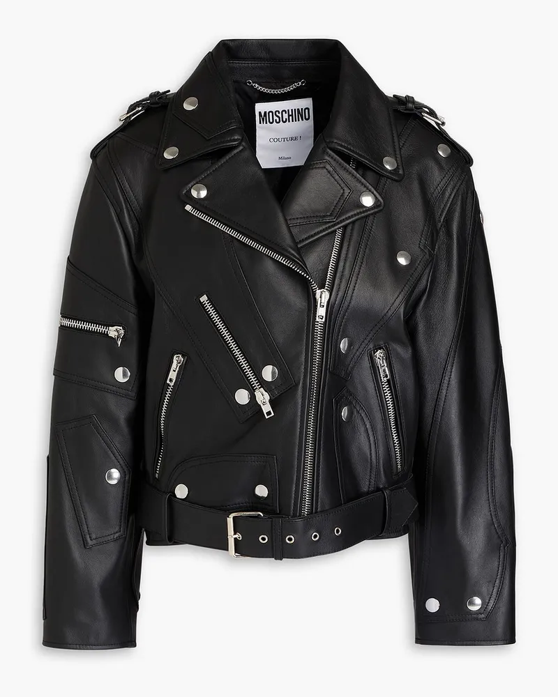 Moschino Bikerjacke aus Leder Schwarz