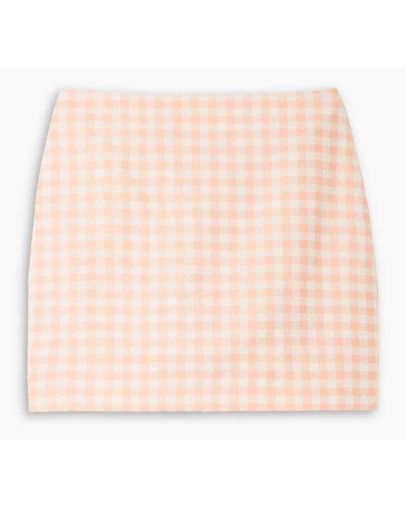 Lisa Marie Fernandez Minirock aus Bouclé aus einer Baumwollmischung mit Gingham-Karo Orange