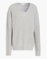 Loulou Studio Melierter Pullover aus einer gerippten Woll-Kaschmirmischung Grau