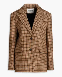 Claudie Pierlot Karierter Blazer aus Tweed aus einer Wollmischung Braun