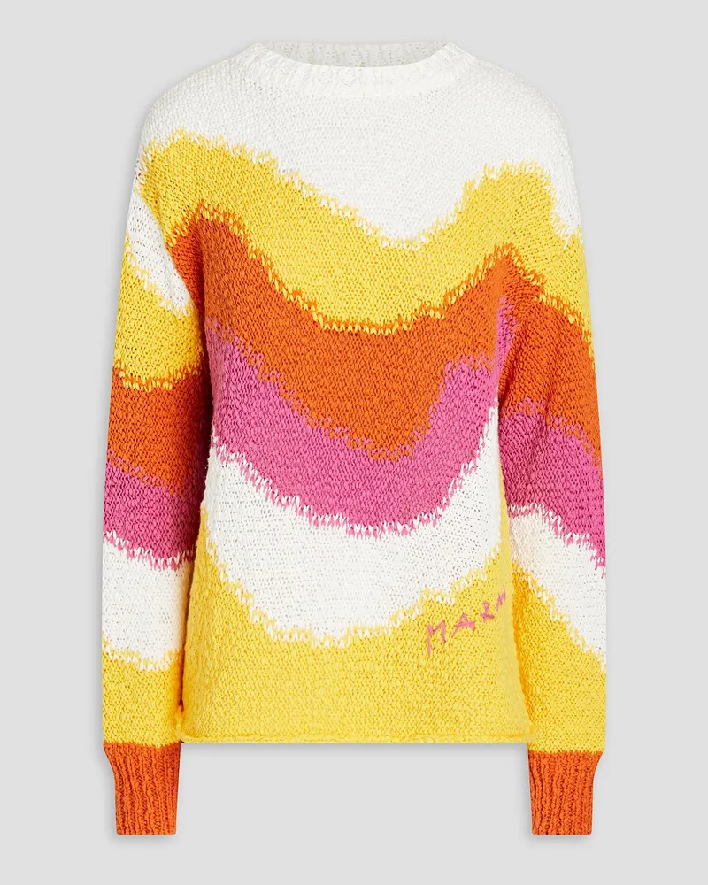 Marni Pullover aus Baumwolle inColour-Block-Optik Weiß