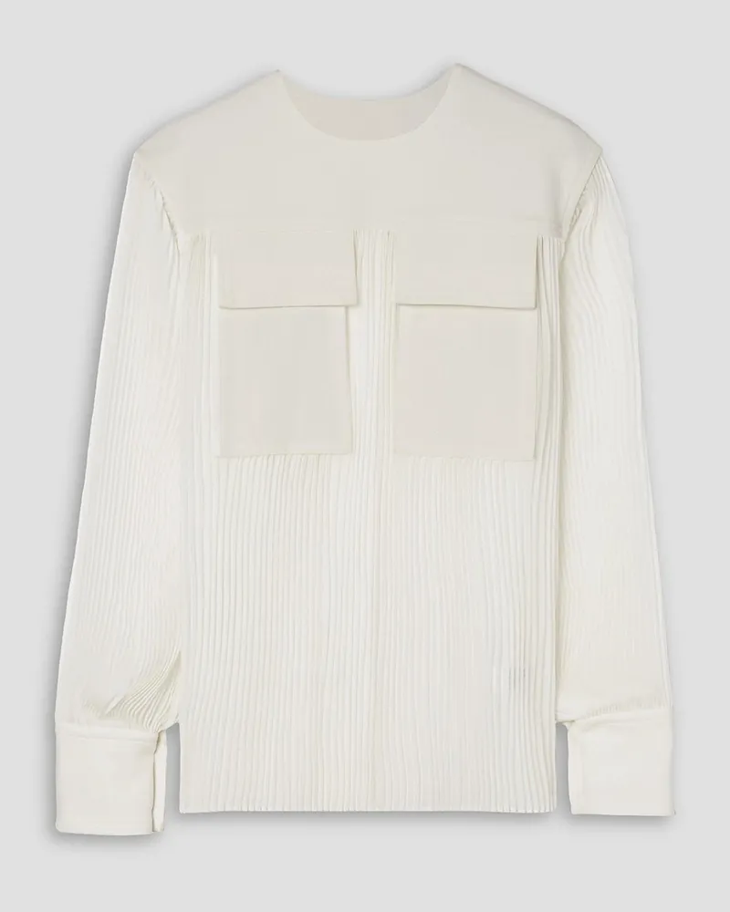 Proenza Schouler Bluse aus plissiertem Chiffon und Crêpe Weiß