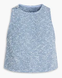 ROTATE Birger Christensen Cropped Oberteil aus Tweed aus einer Baumwollmischung Blau