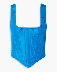 Christopher John Rogers Bustier aus Seiden-Faille Blau