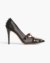 Valentino Garavani Rockstud Alcove Pumps aus Mesh und Lackleder Schwarz