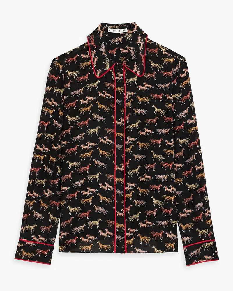 Alice + Olivia Alice OliviaWilla printed silk crepe de chine shirt Schwarz