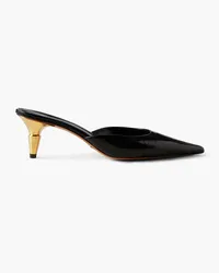 Proenza Schouler Spike Mules aus Lackleder inKnitteroptik Schwarz