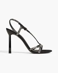 Ferragamo Sandalen aus Veloursleder mit Kristallverzierung Schwarz