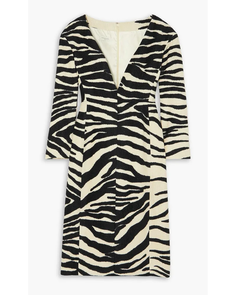 Dries van Noten Kleid aus Chenille mit Zebraprint Schwarz