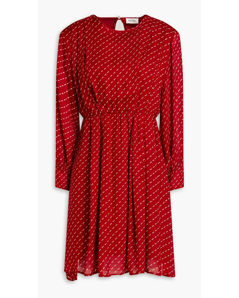 American Vintage Minikleid aus Georgette mit Polka-Dots Rot