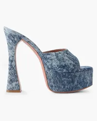 Amina Muaddi Dalida Plateau-Mules aus Denim Blau