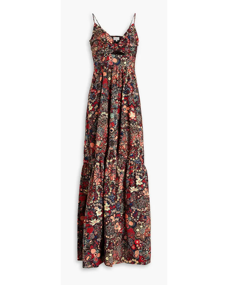 A.L.C. Laura gerafftes Maxikleid aus Baumwollpopeline mit Print und Cut-outs Bunt