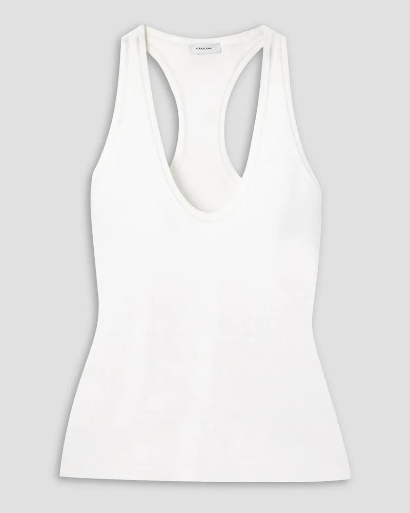 Ferragamo Tanktop Aus Stretch Jersey Weiß