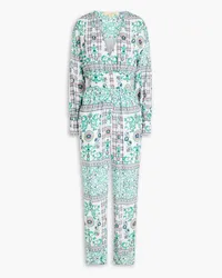 Melissa Odabash Ayana Jumpsuit aus Musselin mit floralem Print und Raffung Grün