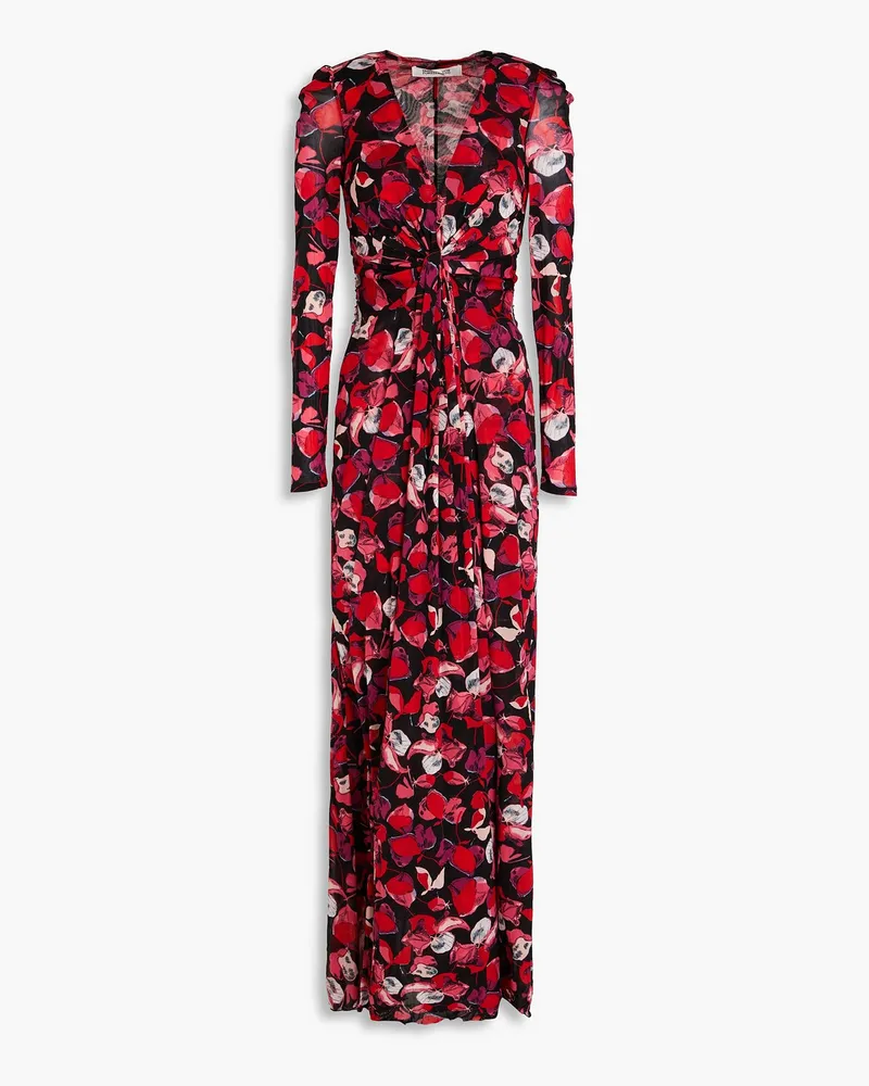 Diane von Furstenberg Adara Maxikleid aus Mesh mit floralem Print Rot