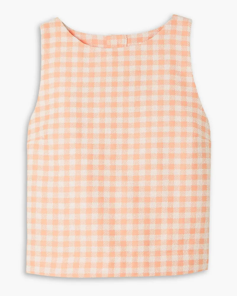 Lisa Marie Fernandez verkürztes Oberteil aus Bouclé aus einer Baumwollmischung mit Gingham-Karo Orange