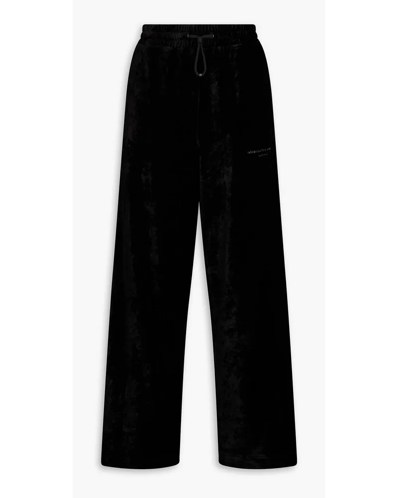 Alexander Wang Track Pants aus Velours mit Print Schwarz