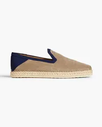 TOD'S Zweifarbige Espadrilles aus Ripsband und Veloursleder Neutral