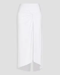 Enza Costa Asymmetrischer Midirock aus Stretch-Jersey mit Twist-Detail Weiß