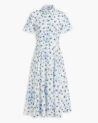 EMILIA WICKSTEAD Jody Hemdkleid aus einer Baumwollmischung mit eingewebten Punkten und floralem Print inMidilänge Blau