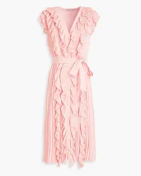 Alice + Olivia Alice OliviaAnalise Midikleid aus Chiffon mit Falten und Rüschen Pink