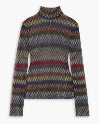 Missoni Rollkragenpullover aus Häkelstrick inMetallic-Optik Schwarz