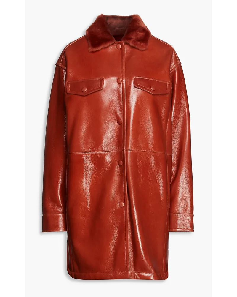 Yves Salomon Mantel aus Shearling Rot