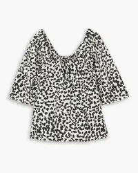 Mother of Pearl Etta geraffte Bluse aus Tencel®-Lyocell mit Print Schwarz