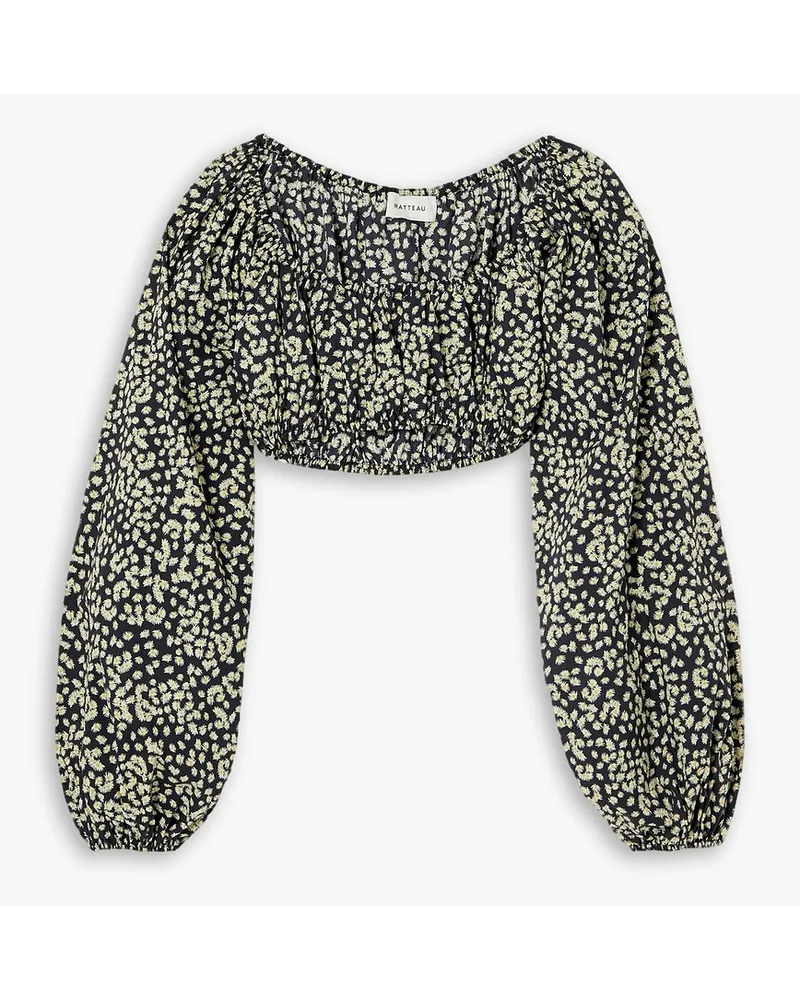 Matteau Cropped Oberteil aus Baumwollpopeline mit floralem Print Blau