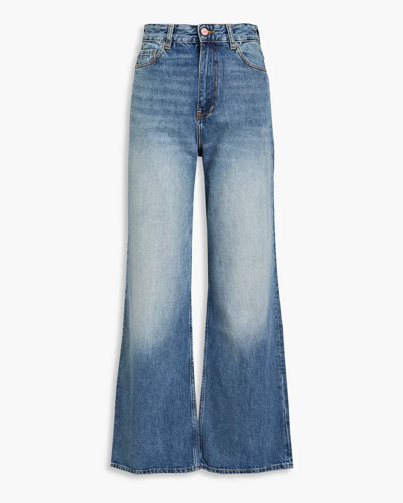 Ganni Hoch sitzende Jeans mit weitem Bein inausgewaschener Optik Blau