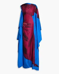 Roksanda Ilincic Senvu Maxikleid aus Seiden-Twill mit Print und Drapierung Blau