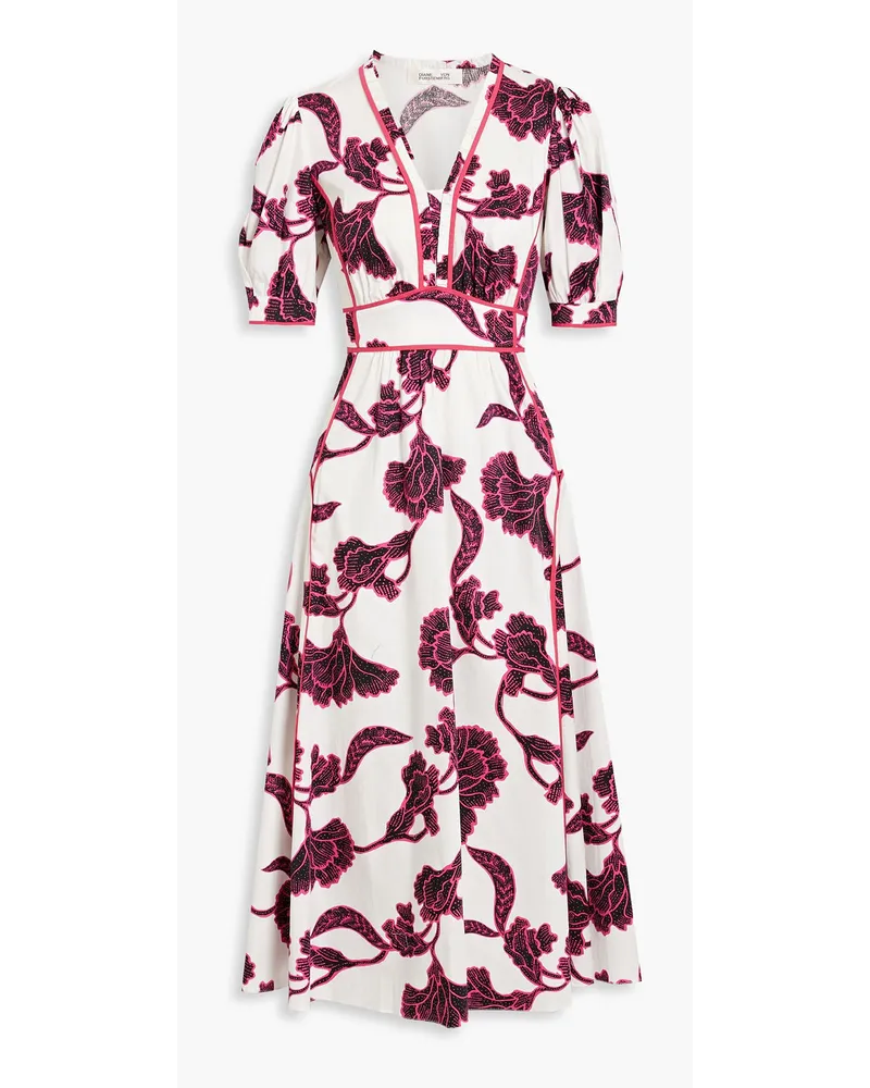 Diane von Furstenberg Devon Midikleid aus Popeline aus einer Baumwollmischung mit floralem Print Pink