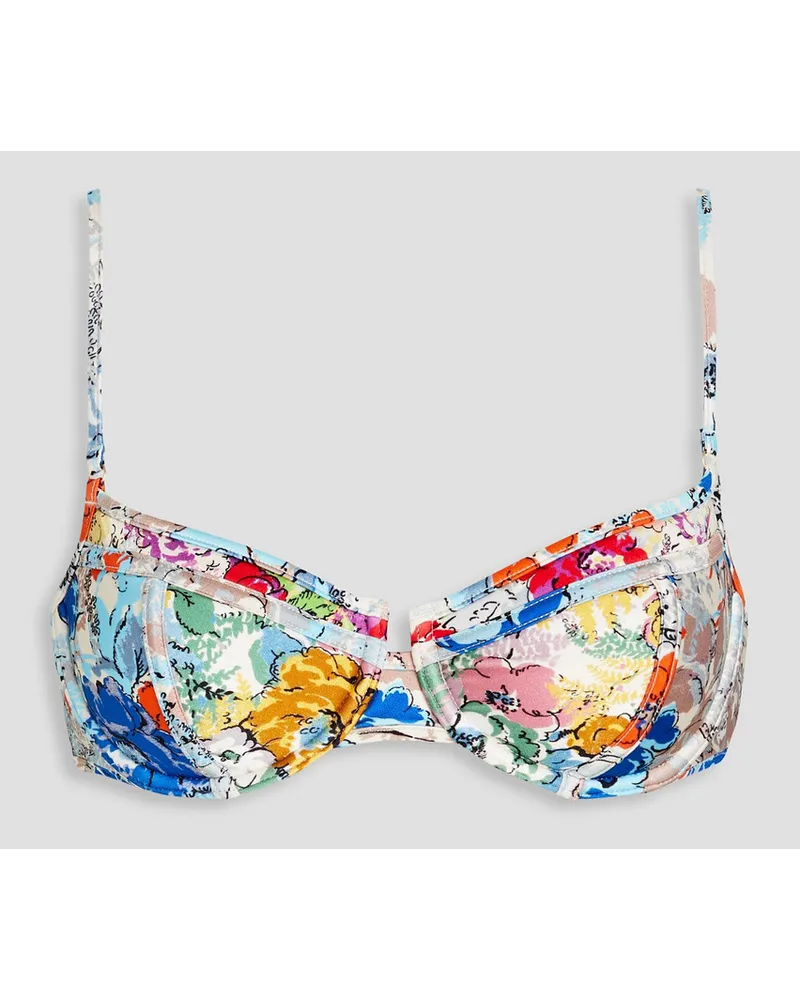 Zimmermann Bikini-Oberteil mit floralem Print Weiß