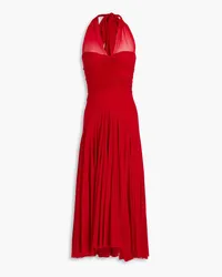 Philosophy Di Lorenzo Serafini Gerafftes Neckholder-Midikleid aus Tüll Rot